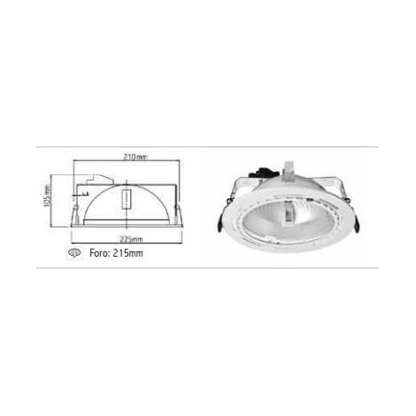 Incasso Tondo Soffitto Rx7s max 150W JM IP 20, Foro 215, Bianco