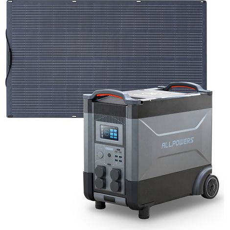 Home Battery Power Station LiFePO4 3600Wh, Voice Control With 200W Flexible Monocrystalline Solar Panel For Home Backup Outdoor ALLPOWERS R4000 (1/5)