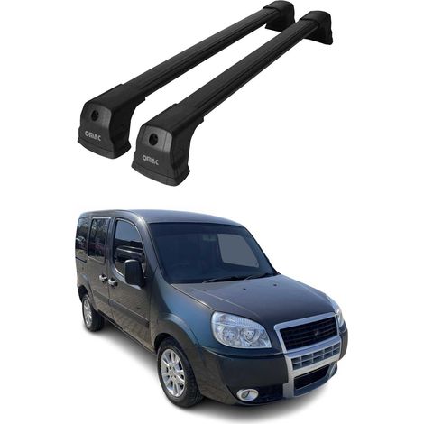 OMAC Dachträger Querträger kompatibel mit Fiat Doblo I 2000-2010 – 2 Stangen – Abschließbar – Aluminium Schwarz (1/5)