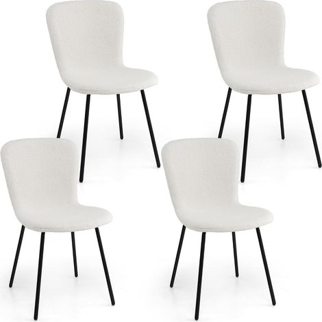 COSTWAY Juego de 4 Sillas de Comedor, Silla Tapizada Moderna con Respaldo y Patas de Metal, Juego de Sillas Cosméticas, Sillas de Ocio para Sala de Estar, Comedor, 47x58x86 cm, Capacidad de 150 kg (1/5)
