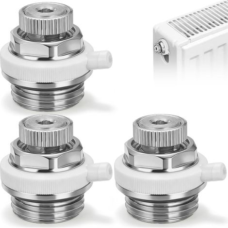 Lot de 3 purgeurs automatiques d'air radiateur 1/2", commande automatique et manuelle pour chauffage (1/5)
