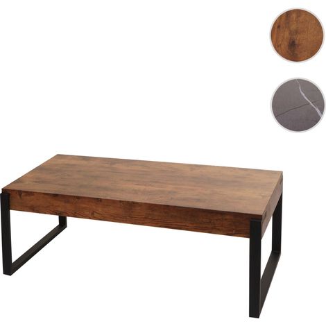 Table basse HWC-L53 - Table de salon Table d'appoint Table de salon - métal 43x110x64cm - aspect marbre gris (1/5)