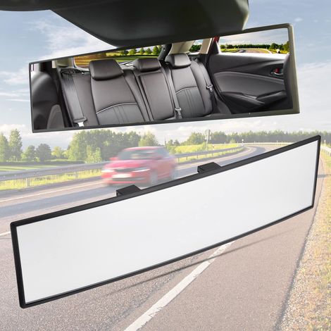 Car Rear View Mirror, Universal 11.81 Inch Panoramic Rearview Accessories, Interior Clip-on Wide Angle Rear View Mirror -300mm curved white screen (anti-glare) (1/5)