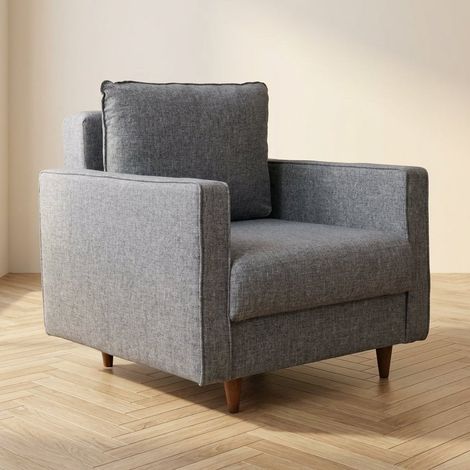 Modern ländlicher Sessel aus grauem Stoff Eva