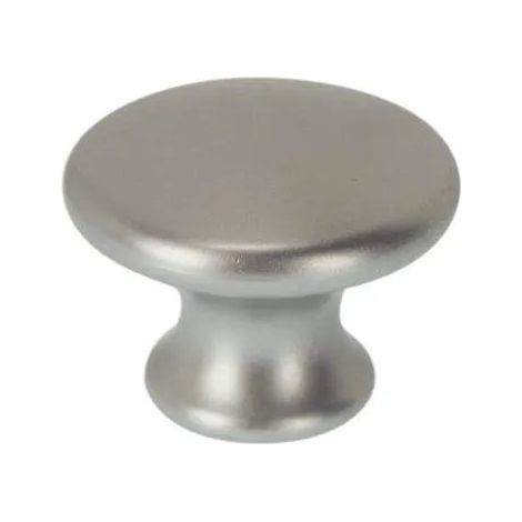 Manopola rotonda in plastica grigio alluminio, D.37mm, H.28mm, 1 pezzo con viti.