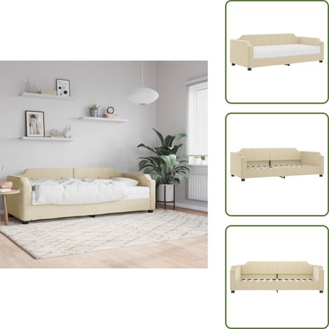 vidaXL Tagesbett mit Matratze Creme 90x200 cm Stoff (1/5)
