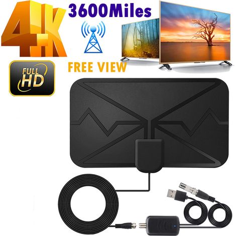 Antenne TV numérique 4K d'intérieur avec amplificateur, portée de 5 800 km, antenne TV intelligente haute définition DVB-T2 -- Antenne (1/3)