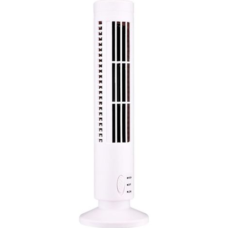 Mini ventilateur tour sans pales USB, 2 vitesses et modes de vent, debout, pour chambre à coucher, salon, bureau à domicile, blanc (1/3)