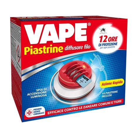 Vape diffusore piastrine con filo + 10 piastrine contro zanzare comuni e tigre 12 ore di protezione