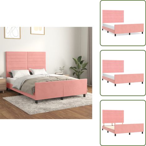Cadre de lit sans matelas rose 140x190 cm velours - Lit Double - Chambre À Coucher - Lit Capitonné - Literie - Meuble Design (1/5)
