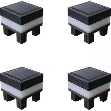 Lot de 4 lampes solaires LED pour poteau, clôture et jardin extérieur