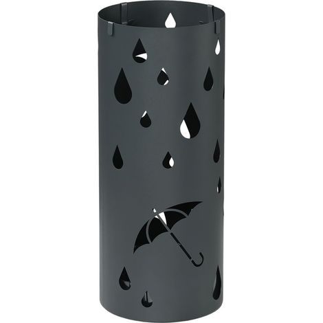 Porte-parapluie en acier, forme colonne, plateau de base amovible, Ø 17 x 41 cm (H), gris (1/5)