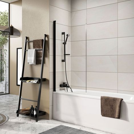 Orbit Thalia Black Single Panel Bath Screen 800mm x 1500mm - 8mm Glass (1/2)