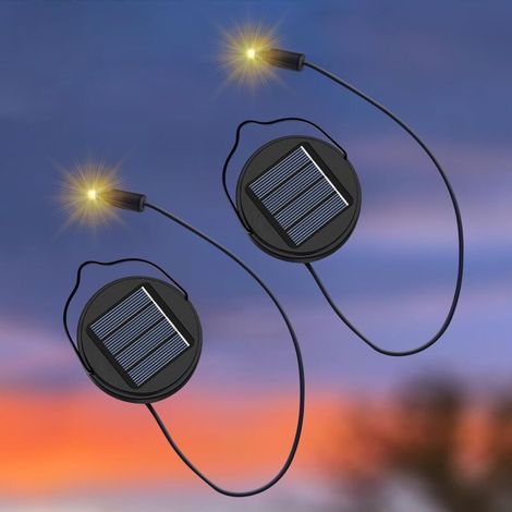 Lot de 2 embouts de rechange AA 600 mAh pour lampes solaires d'extérieur, étanches, pour jardin, cour, décorations et cadeaux d'anniversaire à faire soi-même. (1/4)