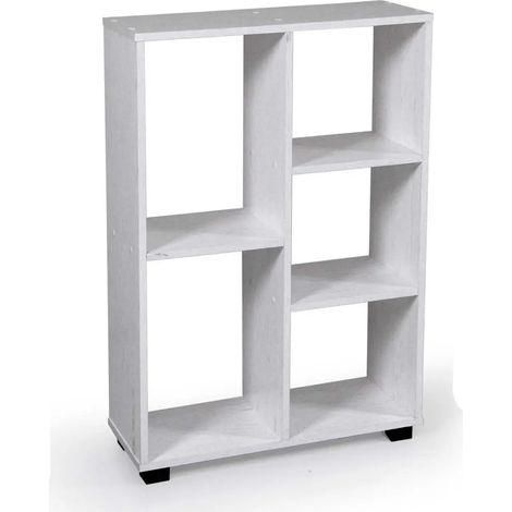 Bibliothèque Atena blanche 60 x 24 x 87 cm, design moderne et polyvalente