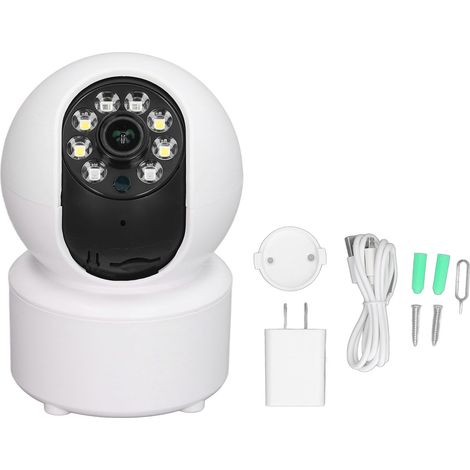 Caméra de surveillance WiFi domestique 3MP HD avec vision nocturne couleur, audio bidirectionnel, alarme sonore, prise US 100-240V