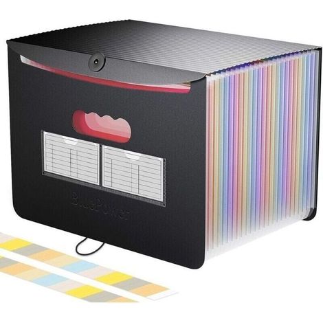 Trieur Accordeon A4 24 Compartiments avec Couvercle,Rangement Papier Administratif, Range Document Trieur Pochette à Soufflet, Valisette Organisateur (1/4)