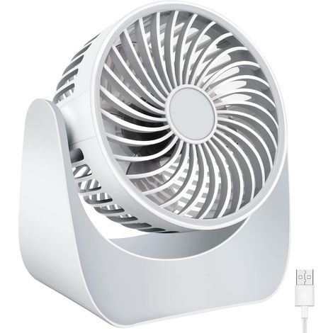 Ventilatore USB, piccolo ventilatore, rotazione a 360°, mini ventilatore USB, portatile e silenzioso, 3 velocità, cavo USB da 1,5 m, ideale per l'ufficio (1/5)