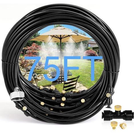 Brast – 23 Meter langes Sprühnebelsystem – 20 Messingdüsen – 3/4"-Adapter – Außenkühlung für Terrasse, Garten und Gewächshaus (1/5)