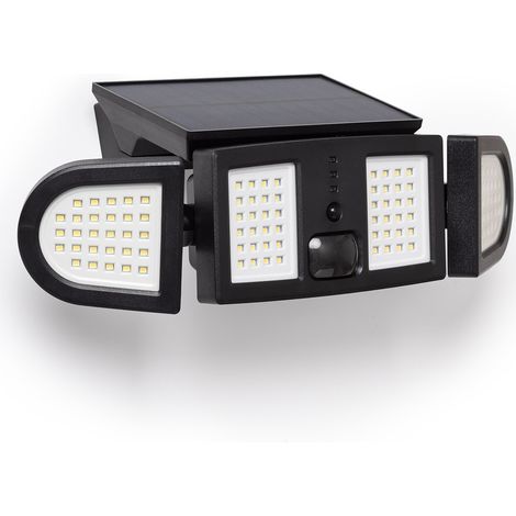 Foco Proyector LED Solar 5W IP65 con Sensor de Movimiento PIR y Crepuscular 6000K - 6500K Sí Negro Blanco Frío (1/5)