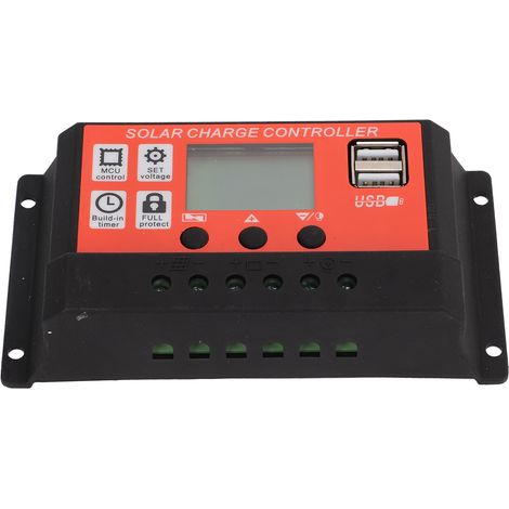 Régulateur de charge solaire PWM avec écran LCD, double port USB 12V/24V 50A (1/5)