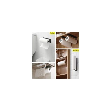 Porta rotolo di carta da cucina, in acciaio inox 304, non richiede foratura, adesivo 3M. Porta rotolo di carta autoadesivo in acciaio inox per cucina, bagno e toilette - Crezuo