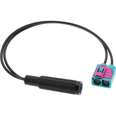 Double Fakra Femelle à DIN Femelle Adaptateur d'antenne de Voiture Véhicule Stéréo FM AM Radio Connecteur d'antenne Câble Jauge de Fil RG174 28cm (1/5)