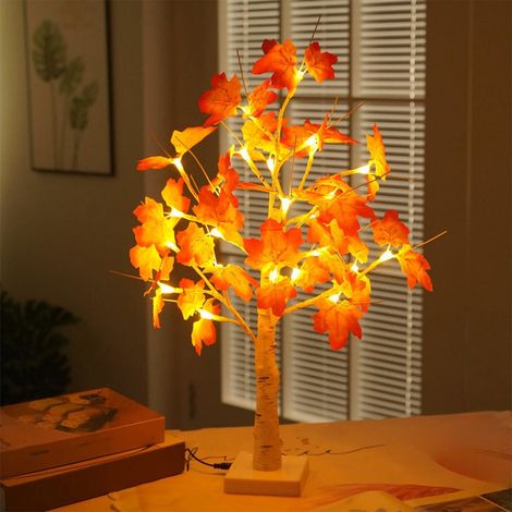 Arbre Lumineux LED - 24 Ampoules - Alimentation Piles AA - IP44 - Pour Décoration Intérieure Noël Fêtes Événements - 60 x 11 cm - Blanc Chaud (1/5)