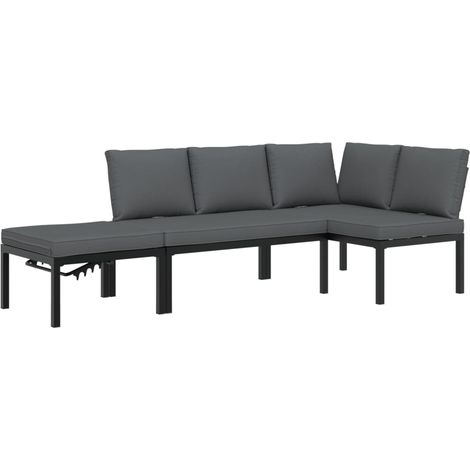 Maison Exclusive - 3-tlg. Garten-Sofagarnitur mit Kissen Schwarz