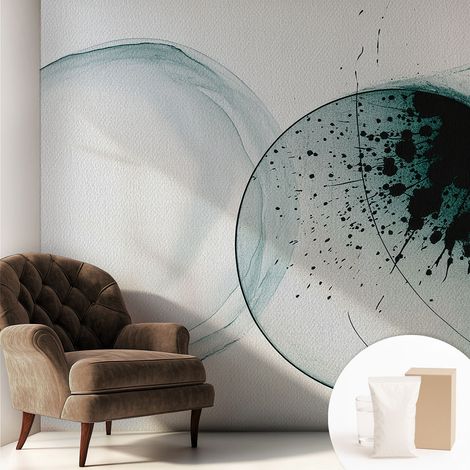 Papier peint intissé pour salon chambre à coucher peint imprimé Installation facile - Colle incluse gratuite Cercles verts 250x250 cm (1/5)