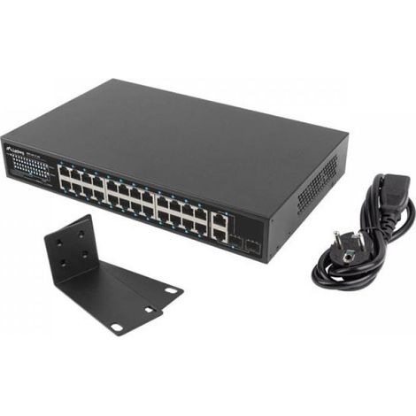 Lanberg Switch 24X 100MB DSP+/2X Combo Rack 19" 250W