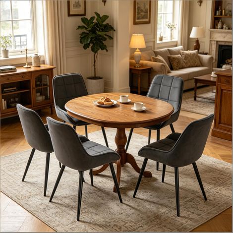 Chic Fauteuils Design, Chaises pour Bureau à Domicile, Sièges de Cuisine Pratiques, Ensemble de Chaises de Salon, Chaises de Salle à Manger avec Assise Rembourrée Haute (Lot de 4 Chaises) (1/5)
