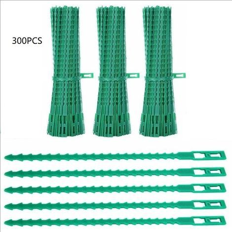 300 Attaches pour Plantes Réglables 17 cm, Liens de Jardinage en Plastique Vert Flexibles et Réutilisables pour Soutenir Tomates, Vignes et Câbles (1/5)