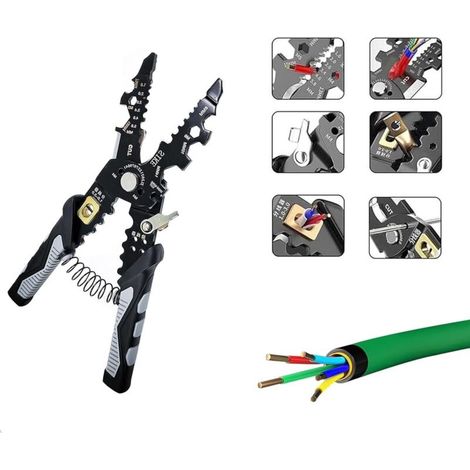 Pelacables multifuncional 25 en 1: Pelacables multifuncional para electricistas. Cortador, pelacables y enrollador de cables para uso industrial, eléctrico y doméstico. (1/3)