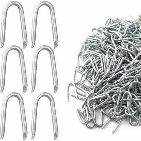 Clou En U - 25 mm - Acier Galvanisé - Pour Fixation Grillage Clôture Poulailler - 500 g (environ 350 pièces) (1/2)