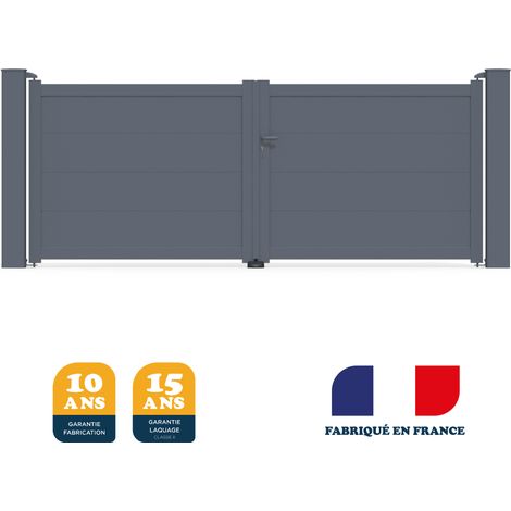 Portail battant prêt à poser MARYN Gris 7016 L356 cm X 135cm en aluminium BELTY (1/4)
