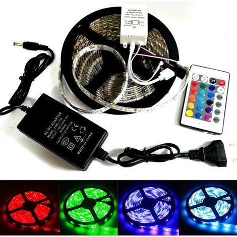 STRISCIA RGB TELECOMANDO CENTRALINA 5 MT SMD 300 LED 5050 STRIP BOBINA 5 METRI (1/2)