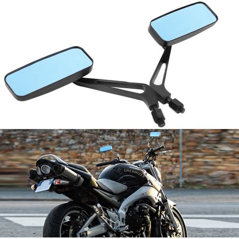 8mm 10mm Rétroviseur Rectangulaire pour Moto, Style Rétro Rétroviseur Latéral Moto Compatible avec Street Bikes Sport Bikes Chopper Cruiser Scooter (1/5)