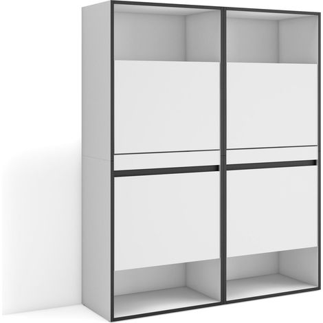 Skraut Home - Zapatero, Armario zapatos botas, 120x145x35 cm, Dormitorio, habitación, Mueble auxiliar, Estilo Moderno, Blanco (1/5)