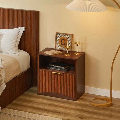 Mesita de noche con cajón y hueco MDF 58x38x60 cm OKMYHOME (1/5)