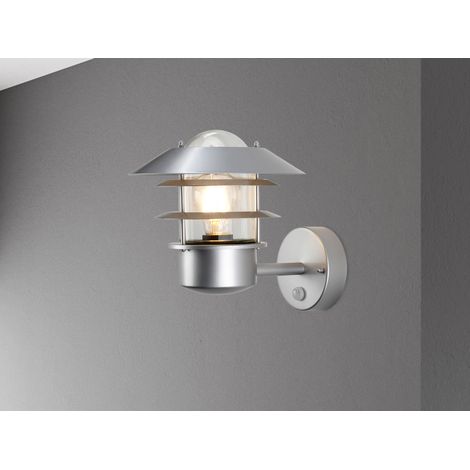LED Außenwand Laterne mit Bewegungsmelder, Silber Höhe 24cm (1/4)