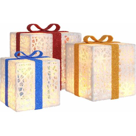 Boîtes de Noël lumineuses 3 pcs 64 LED blanc chaud