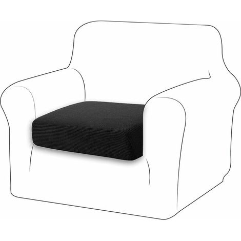 Filiyano-Housse de coussin extensible pour canapé, protection pour coussin de canapé, housse de coussin pour fauteuil (1 place, noir) (1/5)