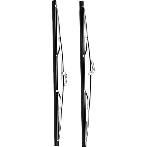 Balais essuie-glace 15 pouces, 2 pièces, baïonnette 7 mm, type acier inoxydable poli argent pour voitures américaines classiques (1/5)