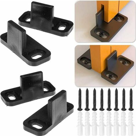 4 Pcs Guide de Plancher Porte Coulissante, Multifunctional Bas de Porte Grange Guide au Sol Réglable, Plastique Porte de Grange Coulissante avec Vis et Tube d'Expansion Guide