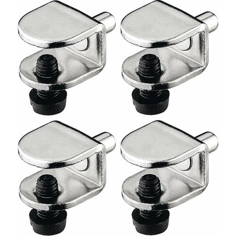 – Lot de 4 taquets en acier pour tablette verre 8mm à 9mm – Vis de sécurité – Support pour placard meuble étagère armoire (1/2)