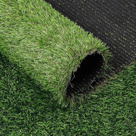 Rouleau de gazon artificiel 0,5 m x 2 m – Hauteur des poils verts de 30 mm – Tapis de gazon artificiel résistant aux UV – Gazon artificiel d'extérieur pour balcon, jardin (1/5)