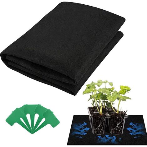 1 Tapis d'arrosage capillaire, 120x100 cm, fibre absorbante, 10 étiquettes plantes, système automatique, serre et intérieur (1/4)