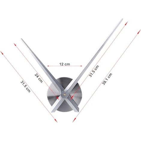 DIY Grande Horloge Murale Aiguilles Mecanisme Horloge Silencieux 3D Metal DIY Horloge Décoration Murale pour Le Salon, La Chambre ouLe Bureau (Or) (Silber) (1/3)
