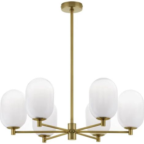 [NEUWERTIG] B-Ware Nova Luce Pendelleuchte Hängeleuchte Balor G9 Led 6 Fach Gold Dimmbar ø 65 Cm